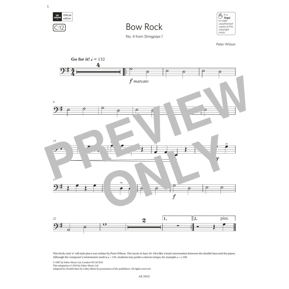 Bow Rock (Grade Initial, C12, from the ABRSM Double Bass Syllabus from 2024)