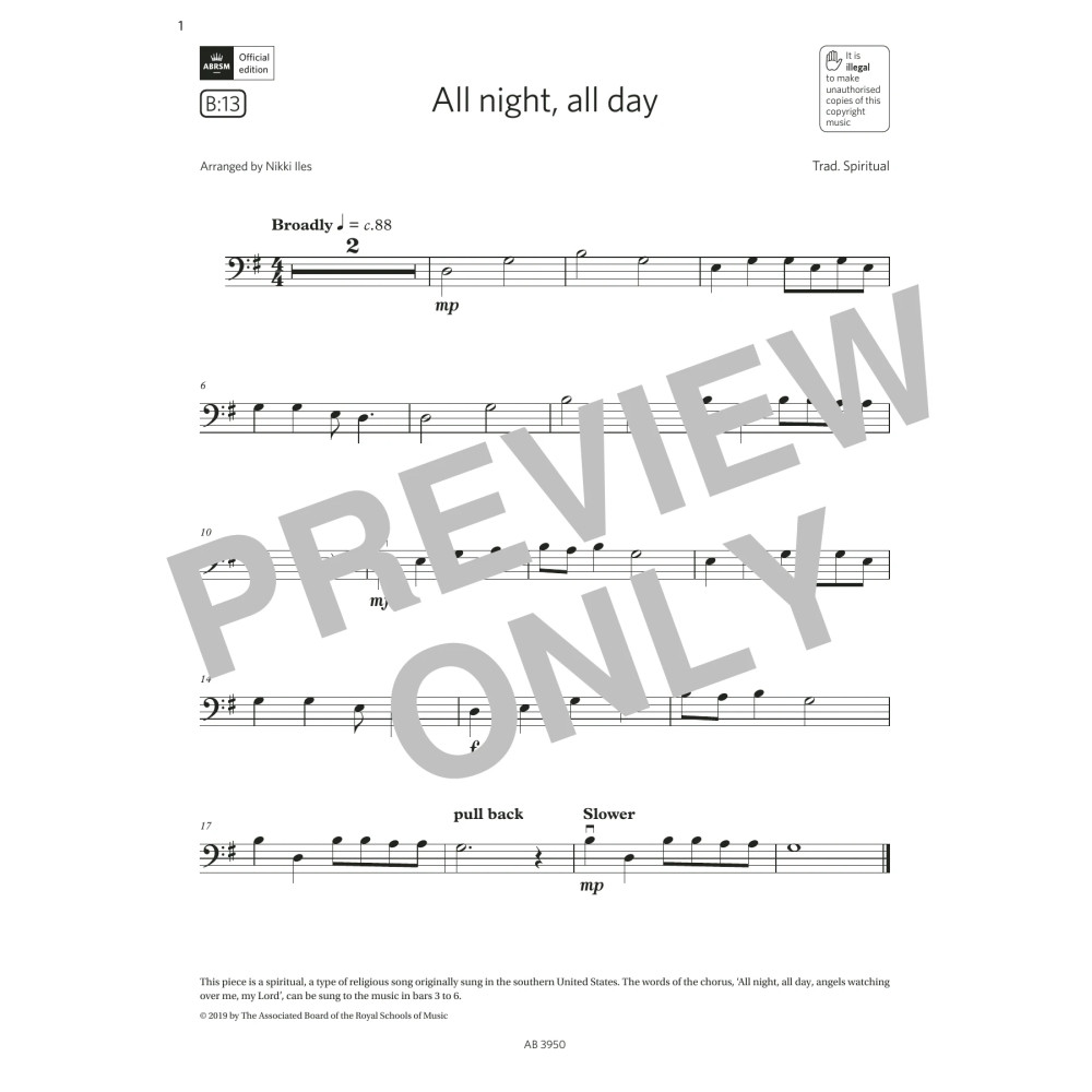 All Night, All Day (Grade Initial, B13, from the ABRSM Double Bass Syllabus from 2024)