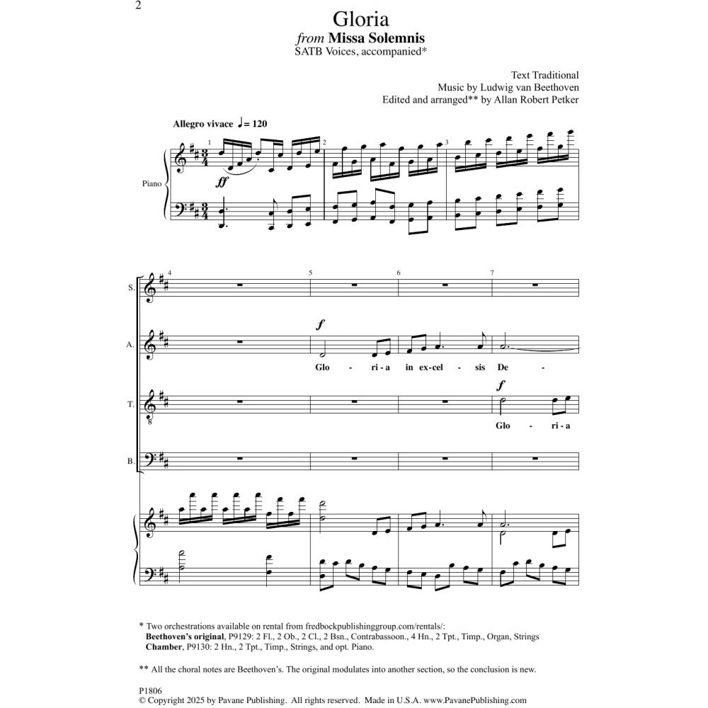 Gloria from Missa Solemnis (arr. Allan Robert Petker)