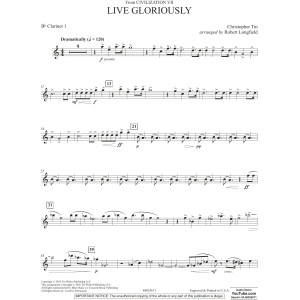 Live Gloriously (from Civilization VII) (arr. Robert Longfield) - Bb Clarinet 1