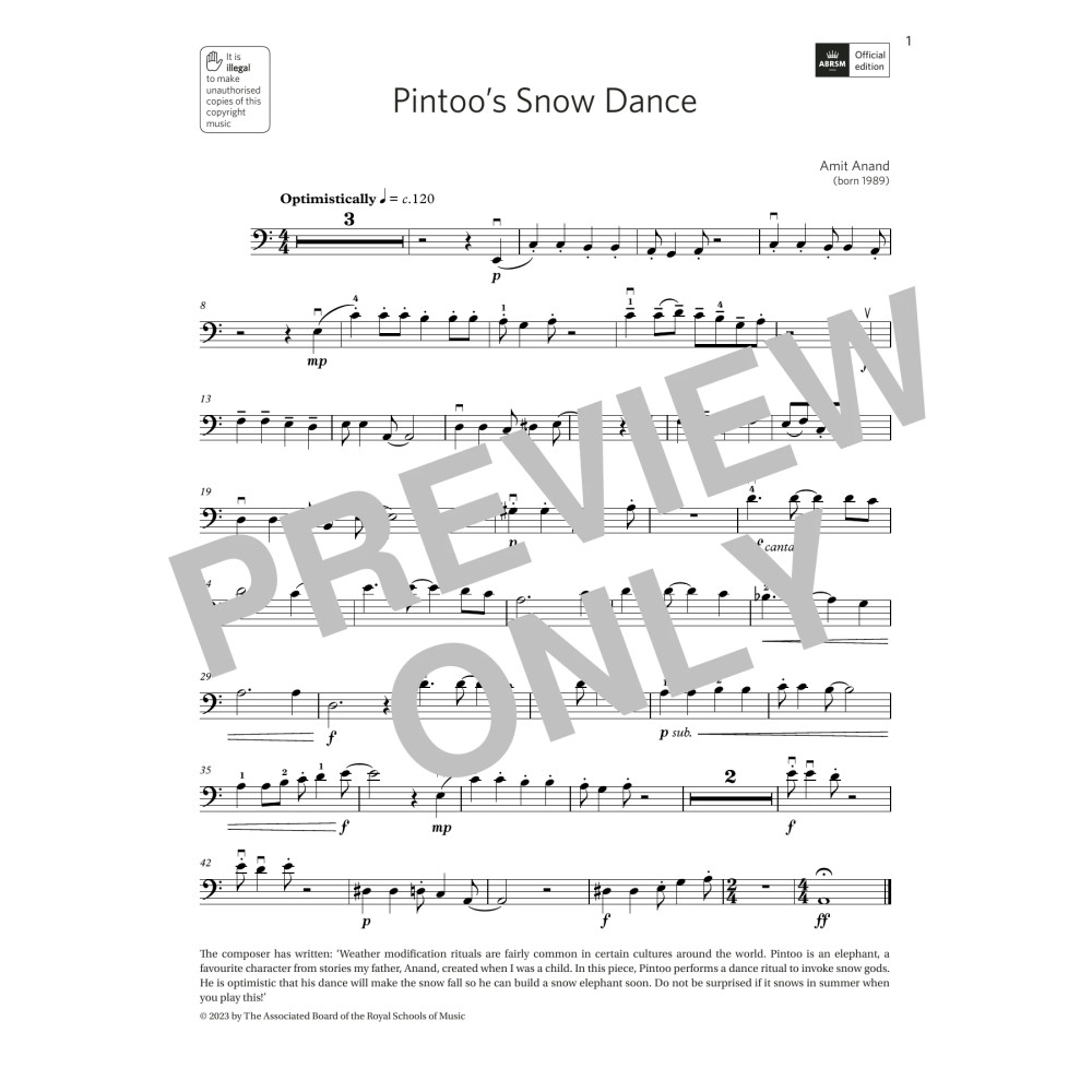 Pintoo's Snow Dance (Grade 4, C11, from the ABRSM Double Bass Syllabus from 2024)