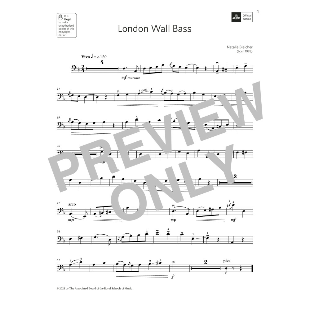 London Wall Bass (Grade 4, C12, from the ABRSM Double Bass Syllabus from 2024)