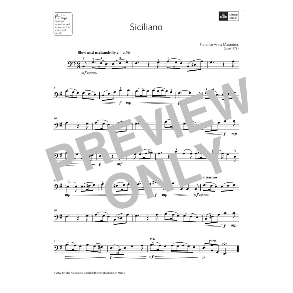 Siciliano (Grade 4, B12, from the ABRSM Double Bass Syllabus from 2024)