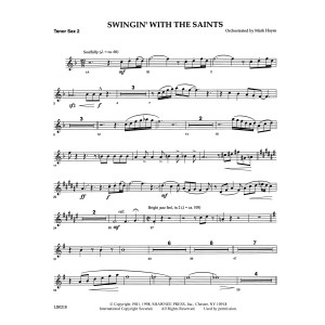 Swingin' With The Saints (arr. Mark Hayes) - Tenor Sax 2
