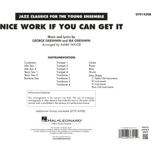 Nice Work If You Can Get It (arr. Mark Taylor) - Conductor Score (Full Score)
