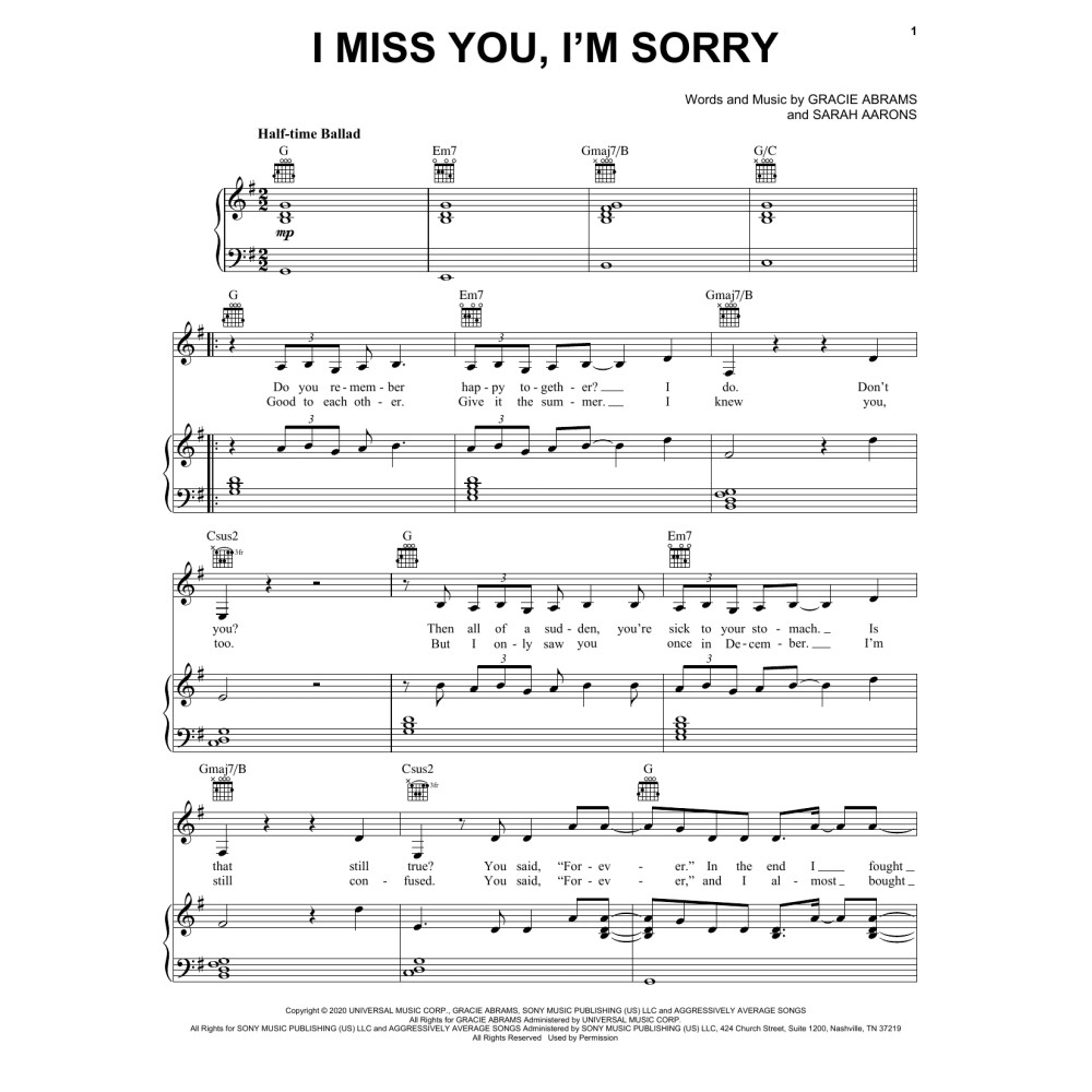 I miss you, I'm sorry