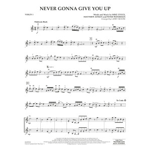 Never Gonna Give You Up (arr. Larry Moore) - Violin 1