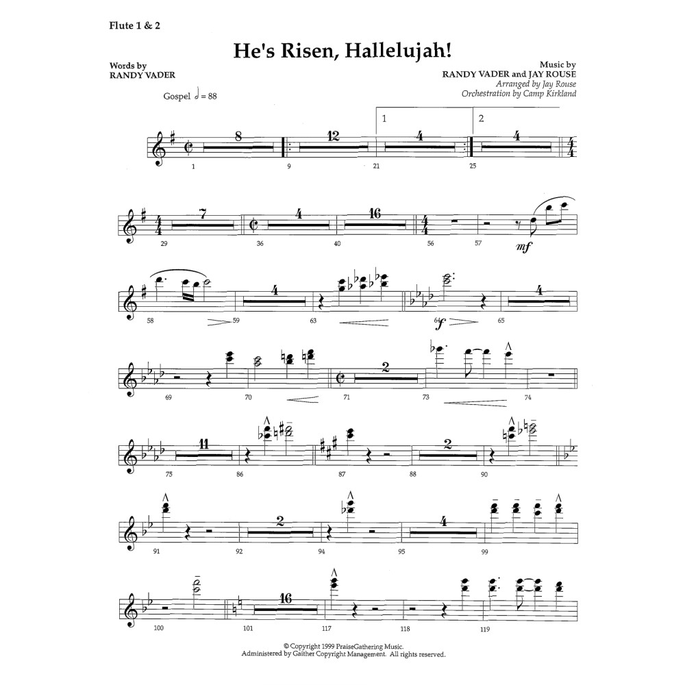 He's Risen, Hallelujah! - Flute 1 & 2