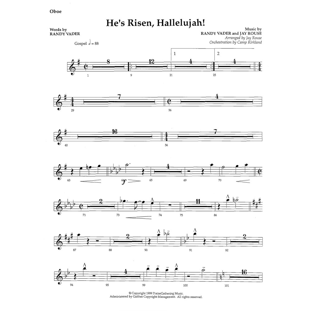 He's Risen, Hallelujah! - Oboe