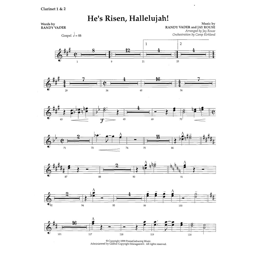 He's Risen, Hallelujah! - Bb Clarinet 1 & 2