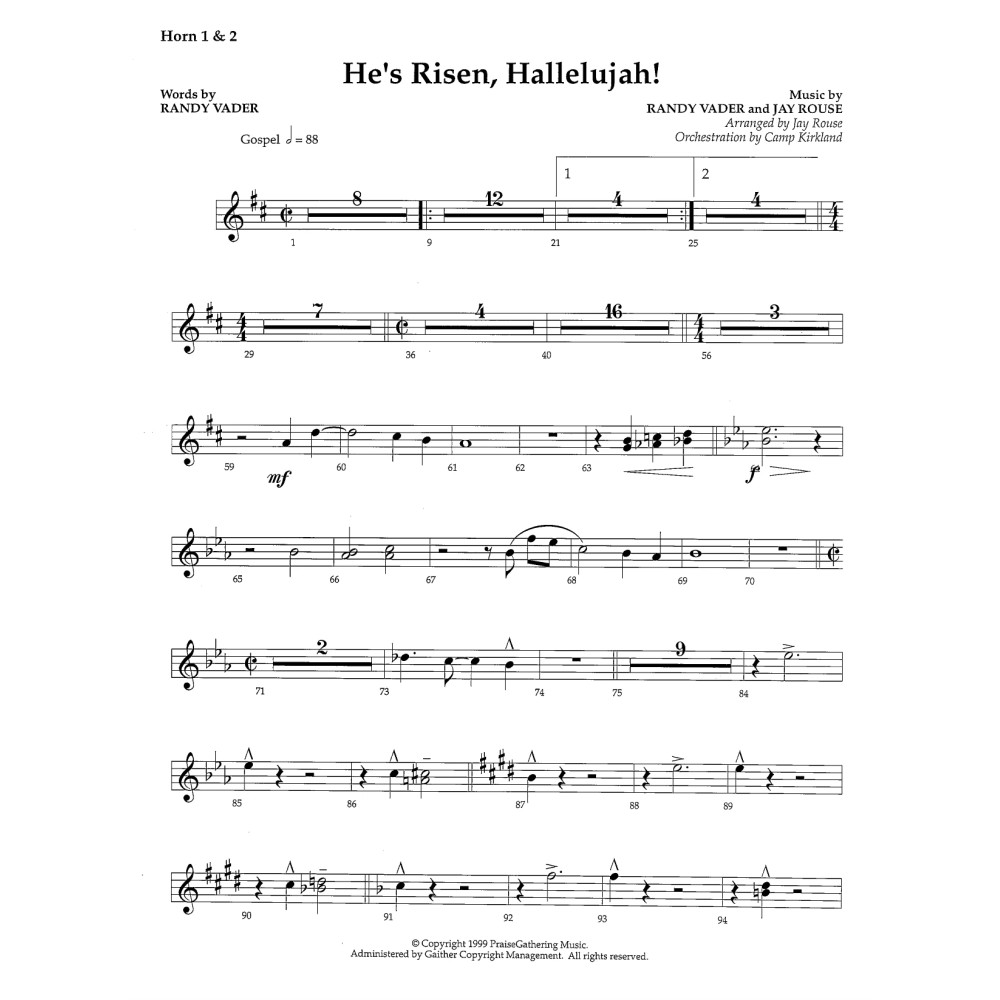 He's Risen, Hallelujah! - Alto Sax 1 & 2