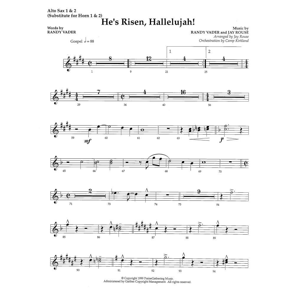 He's Risen, Hallelujah! - Alto Sax 1 & 2