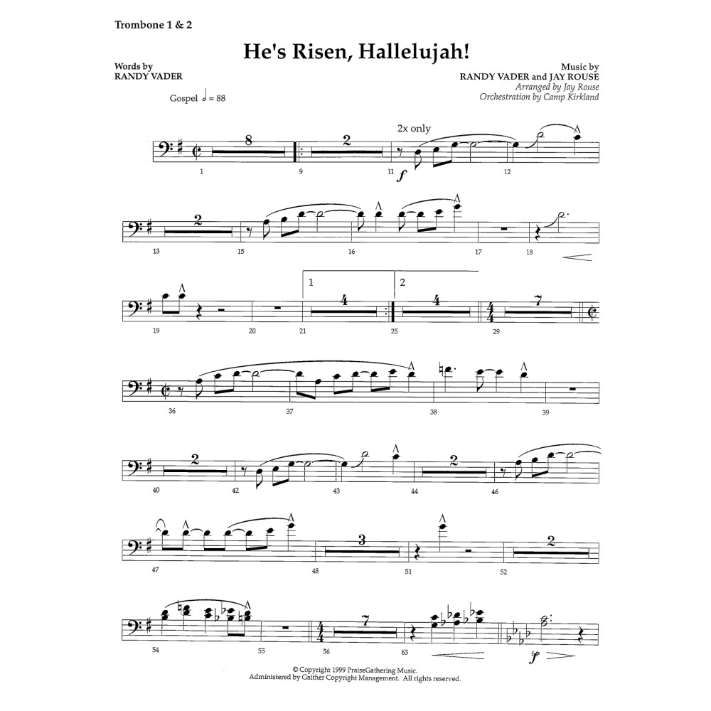 He's Risen, Hallelujah! - Trombone 1 & 2