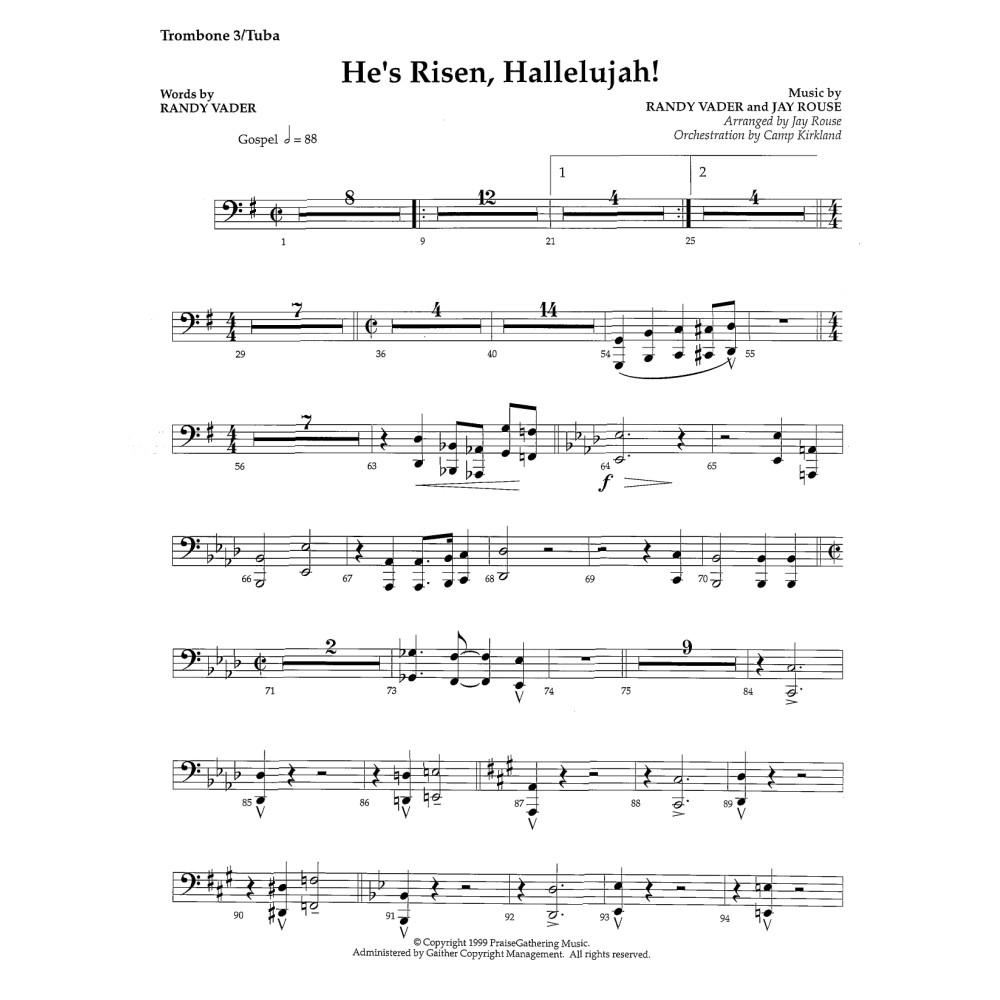He's Risen, Hallelujah! - Trombone 3 / Tuba
