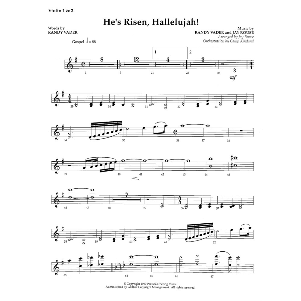 He's Risen, Hallelujah! - Violin