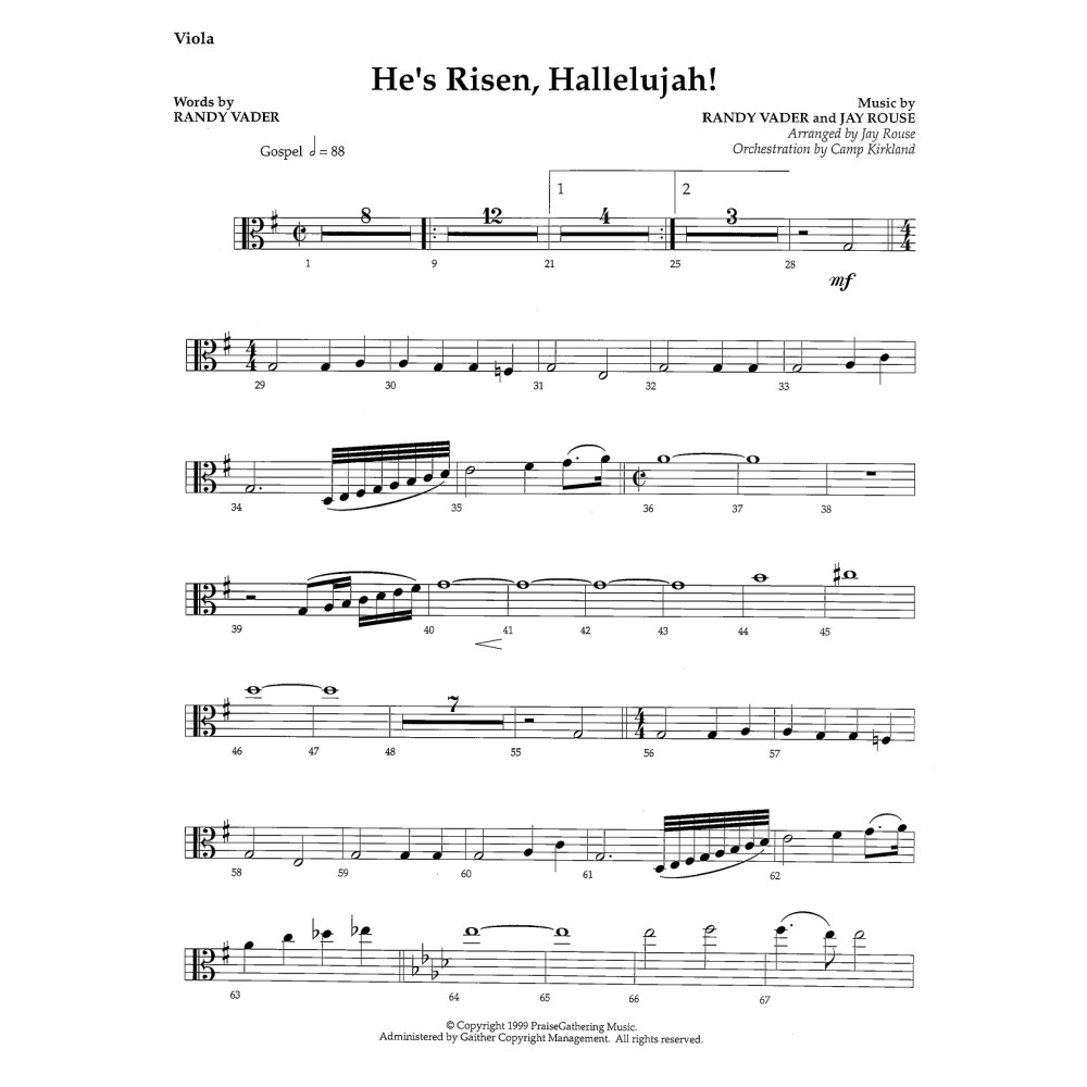 He's Risen, Hallelujah! - Viola