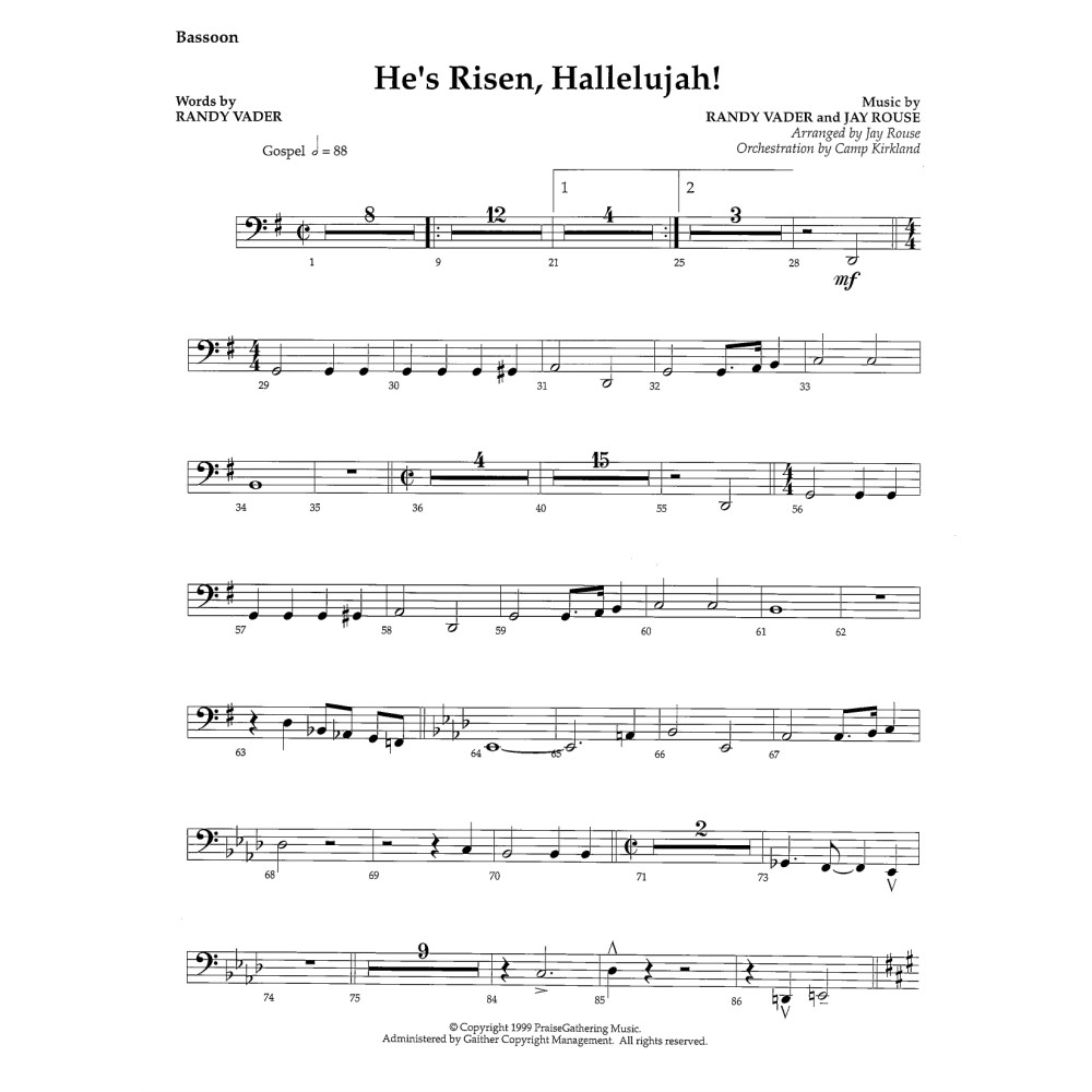 He's Risen, Hallelujah! - Bassoon