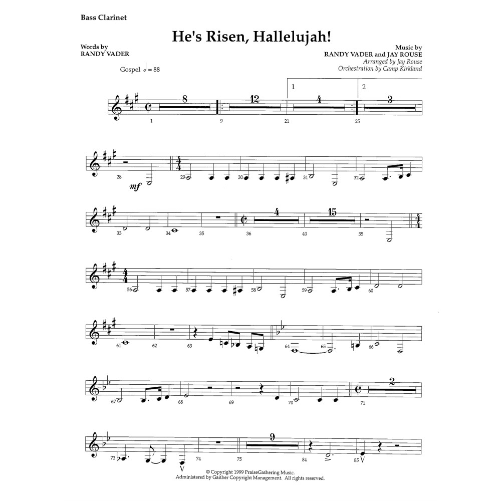 He's Risen, Hallelujah! - Bass Clarinet
