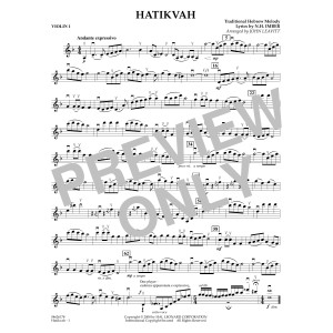 Hatikvah (arr. John Leavitt) - Violin 1