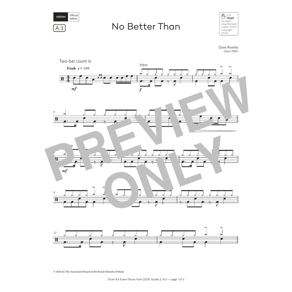 No Better Than (Grade 3, list A3, from the ABRSM Drum Kit Syllabus 2024)