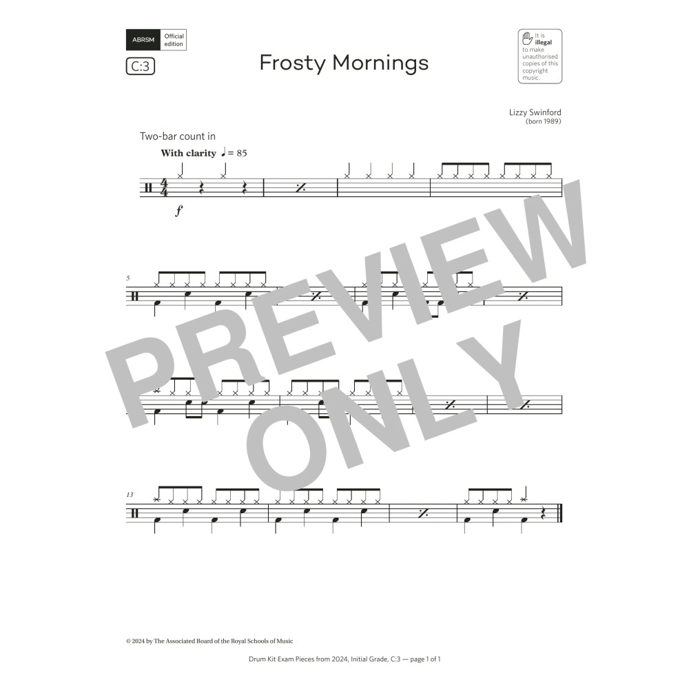 Frosty Mornings (Grade Initial, list C3, from the ABRSM Drum Kit Syllabus 2024)