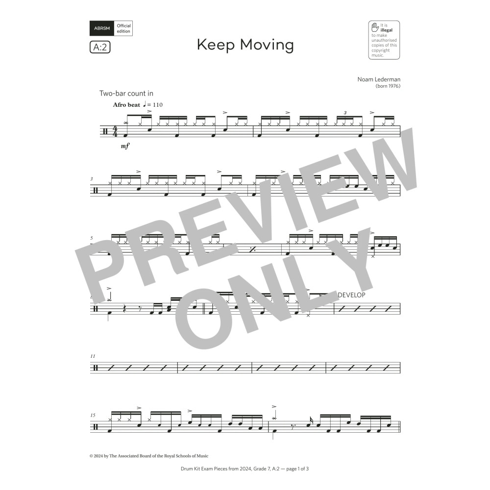 Keep Moving (Grade 7, list A2, from the ABRSM Drum Kit Syllabus 2024)