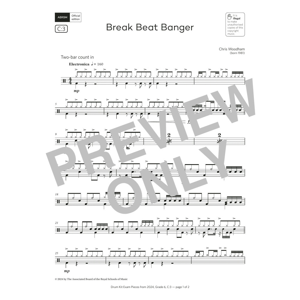 Break Beat Banger (Grade 6, list C3, from the ABRSM Drum Kit Syllabus 2024)