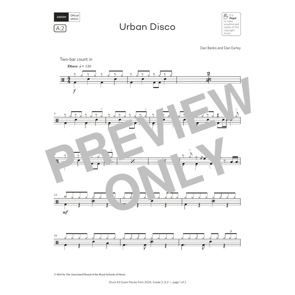 Urban Disco (Grade 3, list A2, from the ABRSM Drum Kit Syllabus 2024)