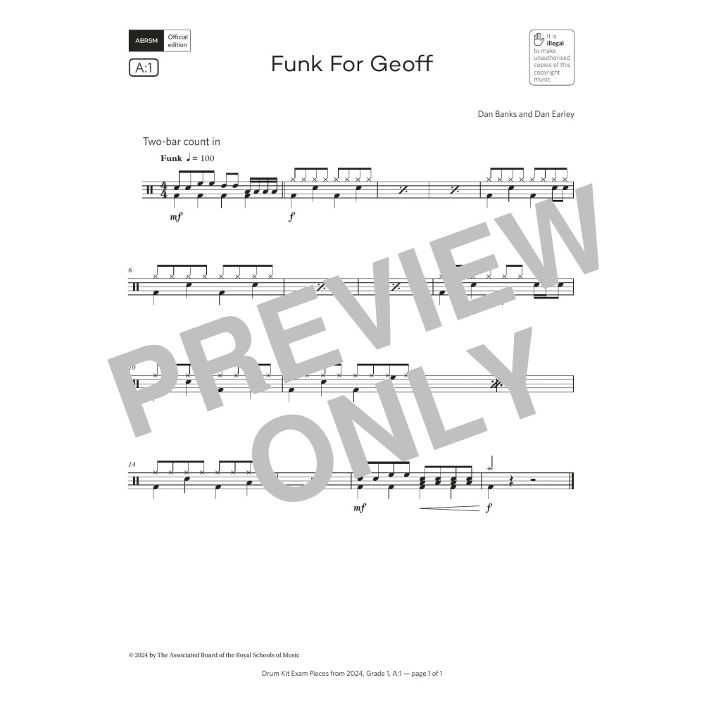 Funk for Geoff (Grade 1, list A1, from the ABRSM Drum Kit Syllabus 2024)