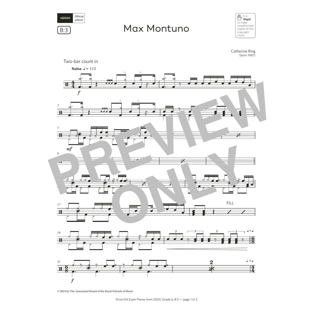 Max Montuno (Grade 6, list B3, from the ABRSM Drum Kit Syllabus 2024)
