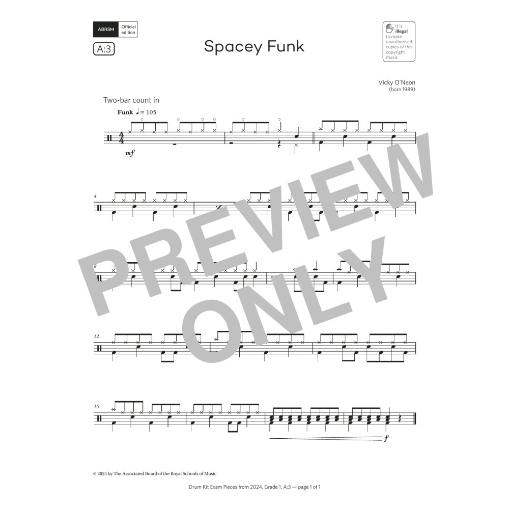 Spacey Funk (Grade 1, list A3, from the ABRSM Drum Kit Syllabus 2024)