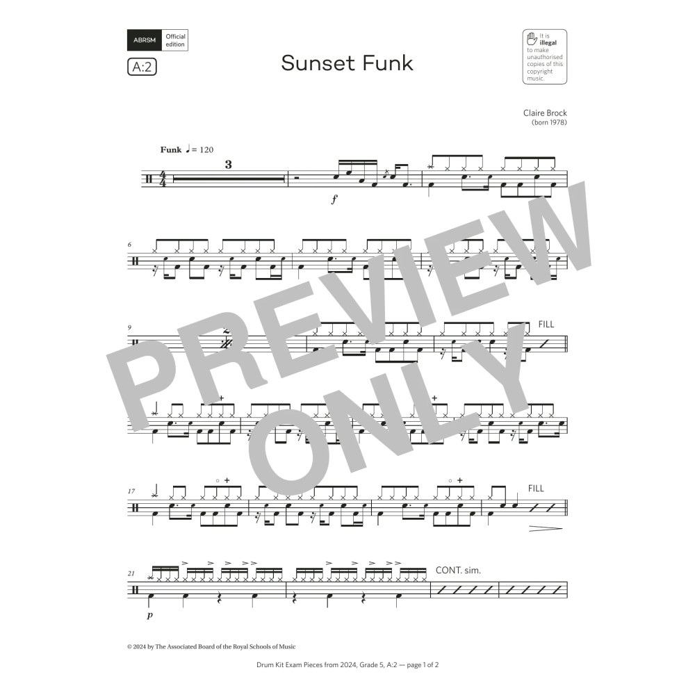 Sunset Funk (Grade 5, list A2, from the ABRSM Drum Kit Syllabus 2024)