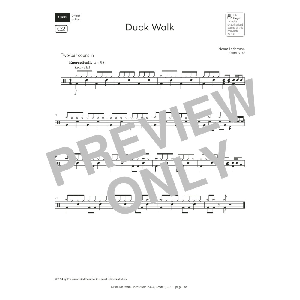 Duck Walk (Grade 1, list C2, from the ABRSM Drum Kit Syllabus 2024)