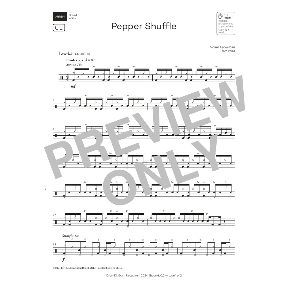 Pepper Shuffle (Grade 6, list C2, from the ABRSM Drum Kit Syllabus 2024)
