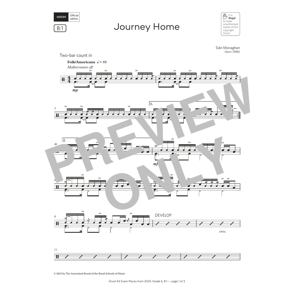 Journey Home (Grade 6, list B1, from the ABRSM Drum Kit Syllabus 2024)