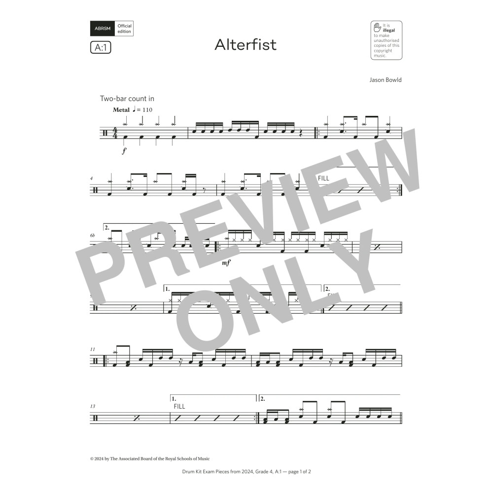 Alterfist (Grade 4, list A1, from the ABRSM Drum Kit Syllabus 2024)
