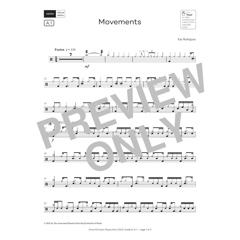 Movements (Grade 8, list A1, from the ABRSM Drum Kit Syllabus 2024)
