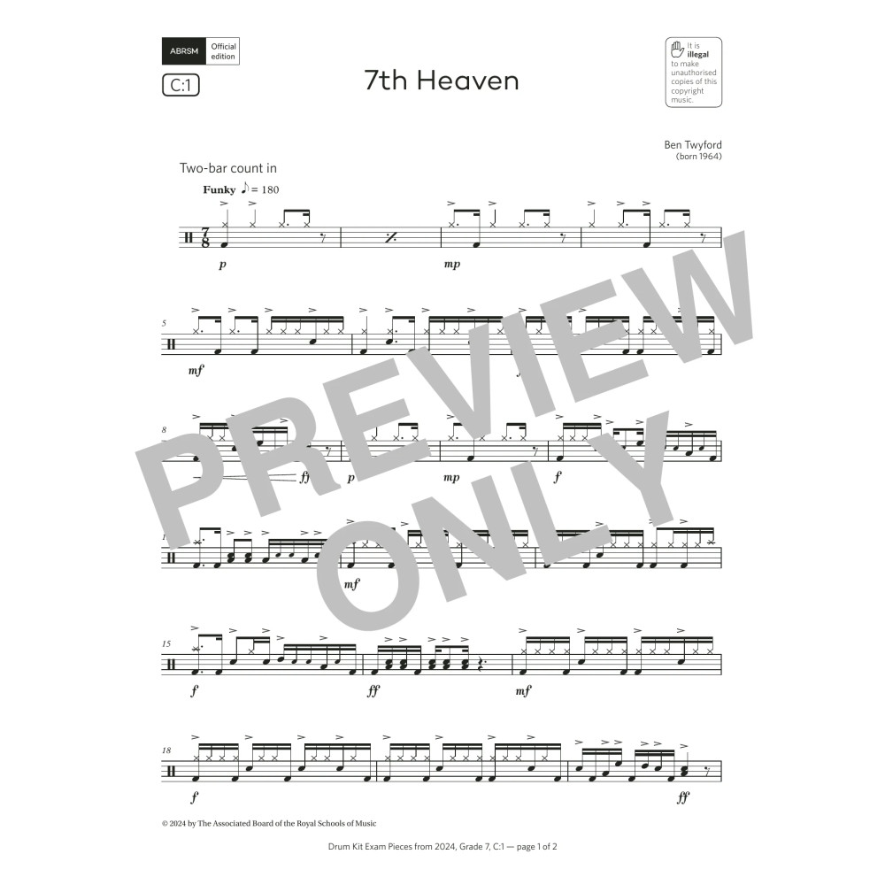 7th Heaven (Grade 7, list C1, from the ABRSM Drum Kit Syllabus 2024)