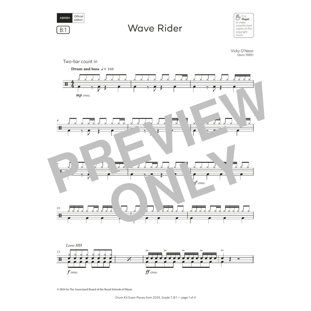 Wave Rider (Grade 7, list B1, from the ABRSM Drum Kit Syllabus 2024)