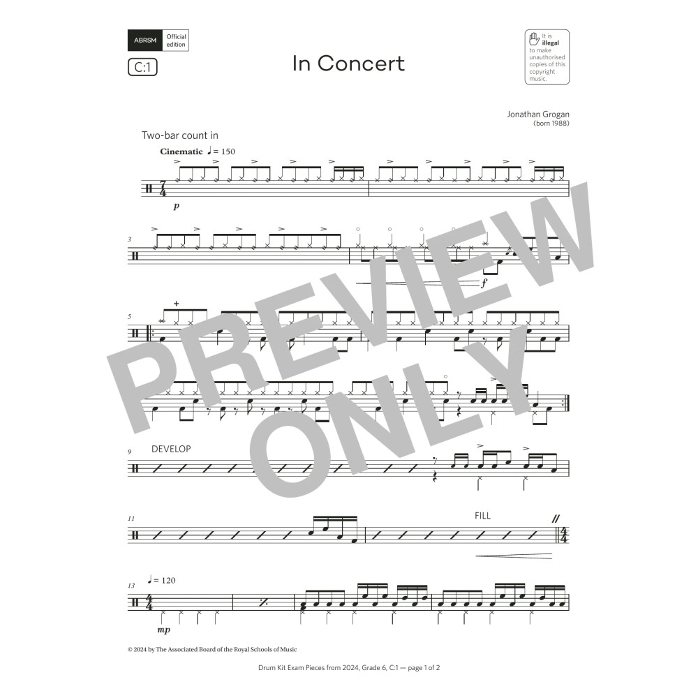 In Concert (Grade 6, list C1, from the ABRSM Drum Kit Syllabus 2024)
