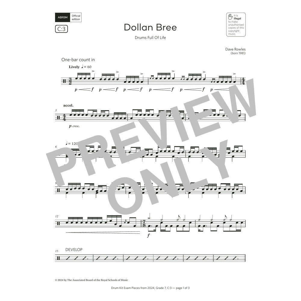 Dollan Bree (Drums Full Of Life) (Grade 7, list C3, from the ABRSM Drum Kit Syllabus 2024)