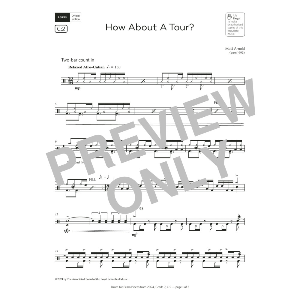 How About A Tour? (Grade 7, list C2, from the ABRSM Drum Kit Syllabus 2024)