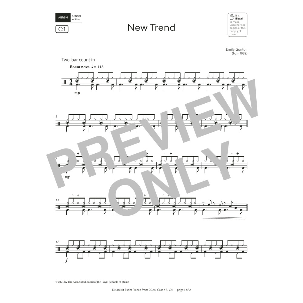 New Trend (Grade 5, list C1, from the ABRSM Drum Kit Syllabus 2024)