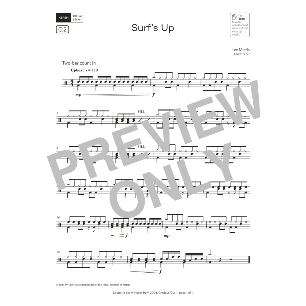 Surf's Up (Grade 2, list C2, from the ABRSM Drum Kit Syllabus 2024)