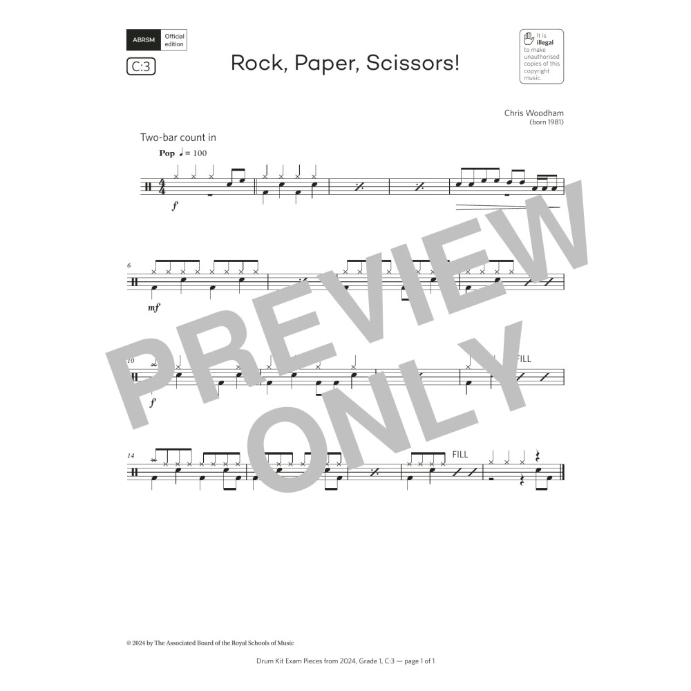 Rock, Paper, Scissors! (Grade 1, list C3, from the ABRSM Drum Kit Syllabus 2024)