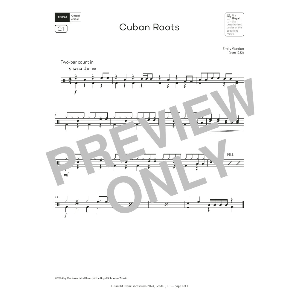 Cuban Roots (Grade 1, list C1, from the ABRSM Drum Kit Syllabus 2024)