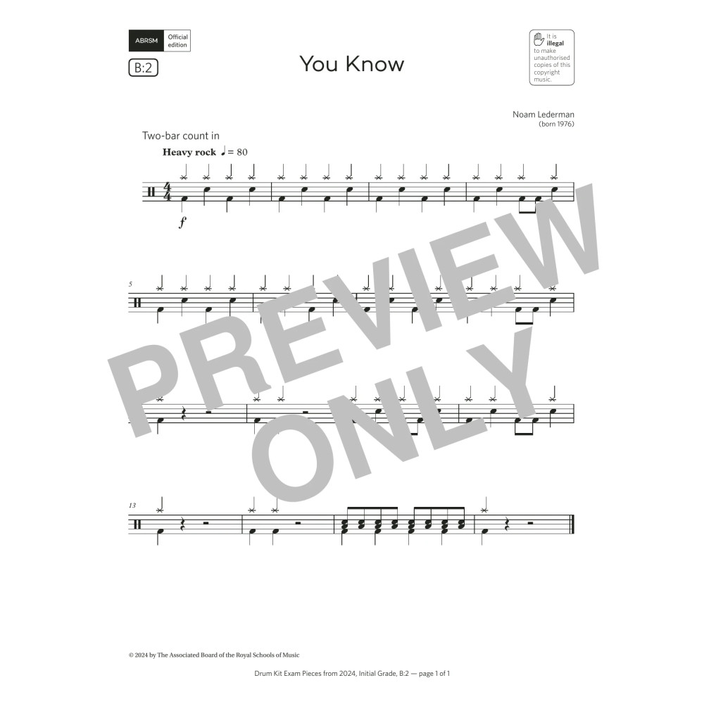You Know (Grade Initial, list B2, from the ABRSM Drum Kit Syllabus 2024)
