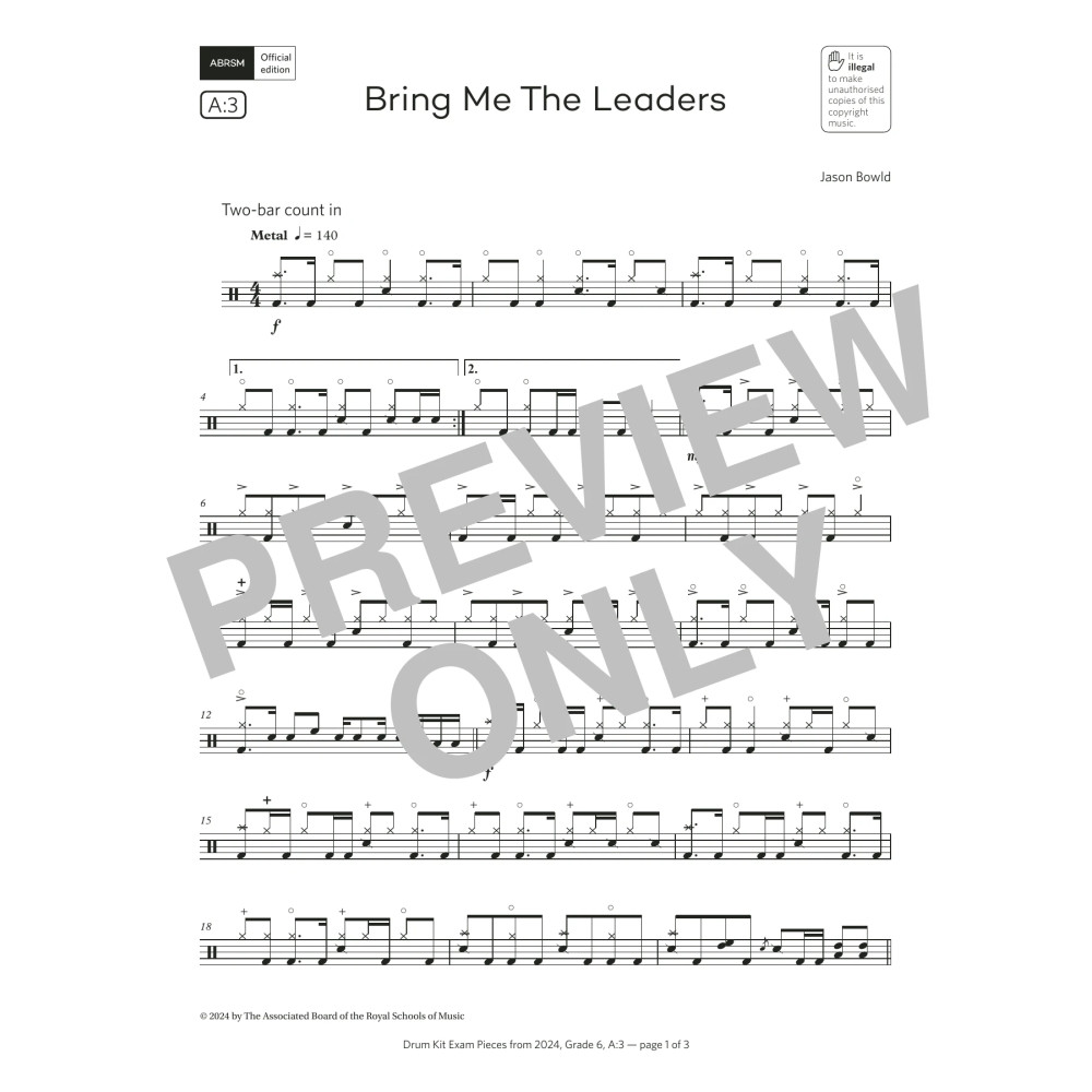 Bring Me The Leaders (Grade 6, list A3, from the ABRSM Drum Kit Syllabus 2024)