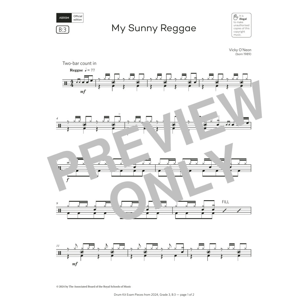 My Sunny Reggae (Grade 3, list B3, from the ABRSM Drum Kit Syllabus 2024)