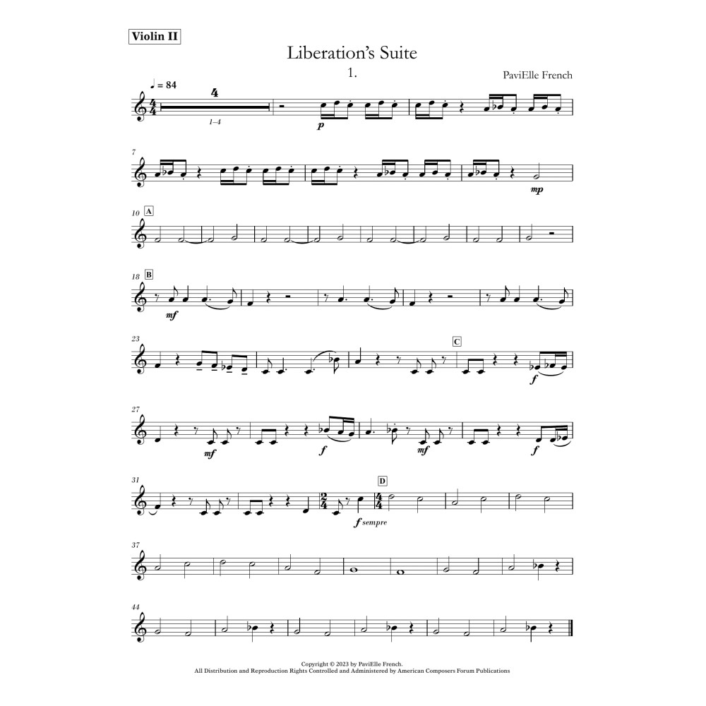Liberation's Suite - Violin 2